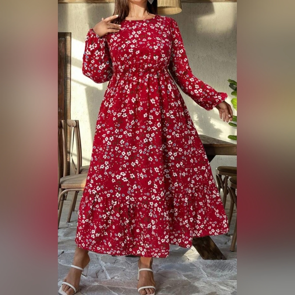 Floral Red Maxi Dress